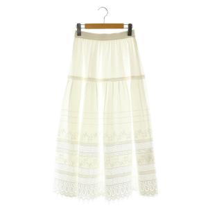刺繍レーススカート フレア 白 /MI OS