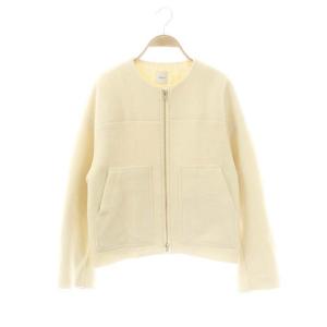 パイルジャージージップアップブルゾン ノーカラージャケット 中綿 アイボリー /ES OS