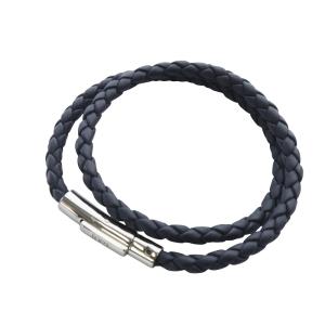 レザー 編み込み ブレスレット グレー /SR9