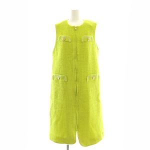 24AW ツイードベストワンピース ロング ノースリーブ ウール 38 ライトグリーン /DO OS
