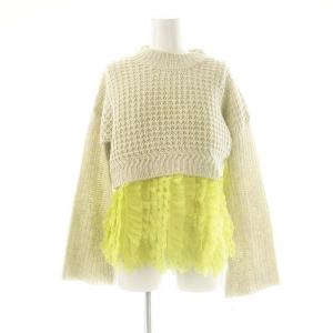 24AW フリルキャミ付プルオーバー ニット 長袖 36 S ベージュ イエロー /SY OS