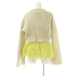 MUVEIL 24AW フリルキャミ付プルオーバー ニット 長袖 36 S ベージュ イエロー /SY OS