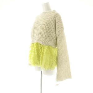 MUVEIL 24AW フリルキャミ付プルオーバー ニット 長袖 36 S ベージュ イエロー /SY OS