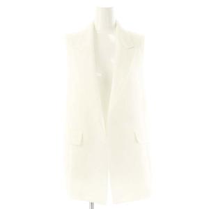 24SS バスケットツイードペプラムジレ 前開き ボタンレス 38 ホワイト /ES OS