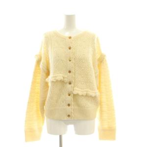 24AW ラメパッチワークカーディガン ニット 金ボタン 38 アイボリー /DO OS