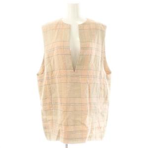 リネン ベスト プルオーバー チェック 36 ピンク /AT OS