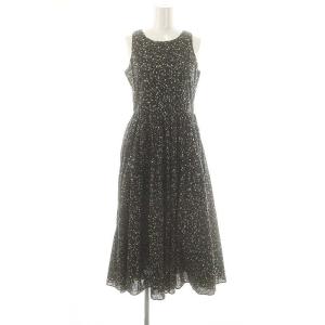 Demi-Luxe BEAMS別注 ミューズのドレス ワンピース ロング ノースリーブ 総柄 36 ブラック