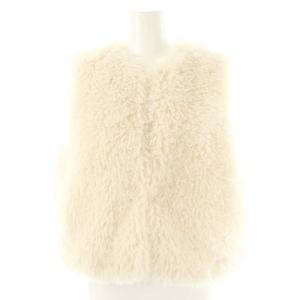 23AW ショートカールファーチョッキ ベスト フェイクファー 中綿 F オフホワイト /ES OS