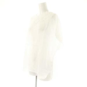 BALLSEY ラミーエンブロイダリーレース フレンチスリーブブラウス 36 ホワイト /DF OS