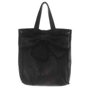 RED VALENTINO REDVALENTINO レザー リボン トートバッグ ハンドバッグ ポーチ付き 黒 ブラック /SR37