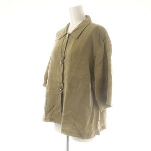 MARGARET HOWELL SHIRTING LINEN シャツ 五分袖 1 カーキ /DF OS