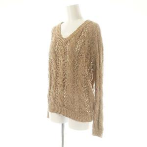 BRUNELLO CUCINELLI Vネック スパンコール ニット S ブラウン