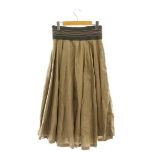 BRUNELLO CUCINELLI ラメ ウエストゴム スカート フレア リネン I40 茶 /MI OS