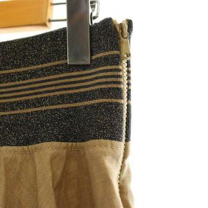 BRUNELLO CUCINELLI ラメ ウエストゴム スカート フレア リネン I40 茶 /MI OS