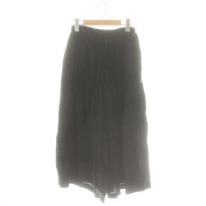 刺繍 ワイドパンツ イージー クロップド丈 M 黒 ブラック /AT OS