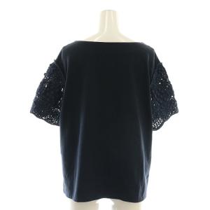 Tao チェック ドッキングカットソー 半袖 切替 M 紺 ネイビー 白 ホワイト /AT OS