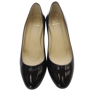 FABIO RUSCONI チャンキーヒール エナメル パンプス 37.5 黒 ブラック /SR18