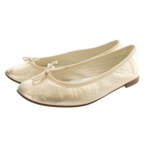 バレエシューズ パンプス レザー 38.5 243cm ゴールド色 /SR15