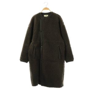 FAUX SHEARLING COAT ボアコート ノーカラーコート アウター 1 カーキグレー /DF