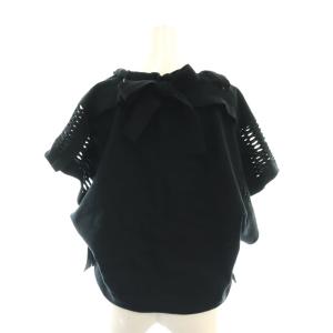 ISSEY MIYAKE カットデザイン半袖トップス ニット カットソー 2 ブラック IM74KN501 /DF OS