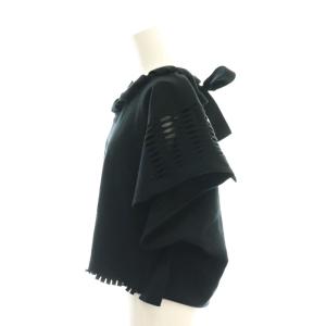 ISSEY MIYAKE カットデザイン半袖トップス ニット カットソー 2 ブラック IM74KN501 /DF OS