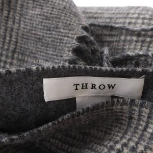 AP STUDIO スロー THROW ダブルフェイス グレンチェック ストール 大判 カシミヤ混 フリンジ グレー /YO16