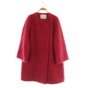 モヘヤ混 ノーカラーコート オーバーサイズ クルーネック 36 ピンク /MY OS