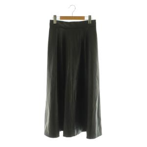 フェイクレザー フレアスカート ロング 36 ブラック /MY OS