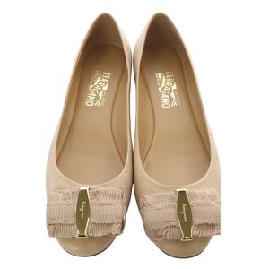 Salvatore Ferragamo ヴァラリボン バレエシューズ パンプス 7 24.5cm べージュ /SR13