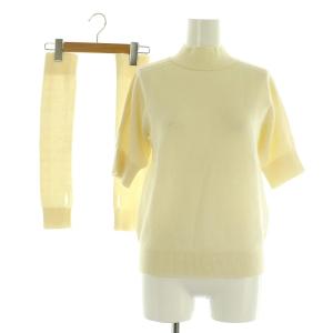 ニット ボウモウケーブルアームウォーマー プルオーバー セーター 五分袖 ハイネック 36 アイボリー