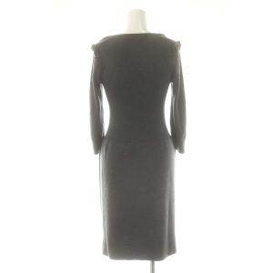BURBERRY LONDON ニットワンピース Uネック ウール シルク カシミヤ 38 グレー /CX OS