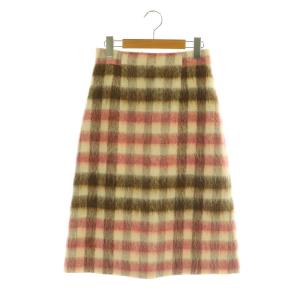 ウール混 チェック スカート 台形 ロング 36 ピンク /MY OS
