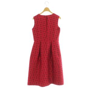 ANAYI Vネックノースリーブワンピース ロング ジャガード 36 レッド /MY OS