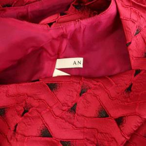 ANAYI Vネックノースリーブワンピース ロング ジャガード 36 レッド /MY OS