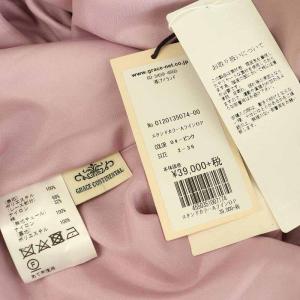 GRACE CONTINENTAL スタンドカラーAラインワンピース ロング 半袖 レース 切替 ビジュー 36 ピンク /MY OS