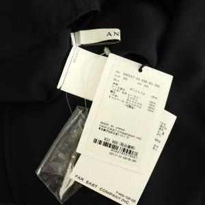 ANAYI シフォンブラウス 長袖 プルオーバー レース 切替 インナー付 36 ネイビー /MY OS