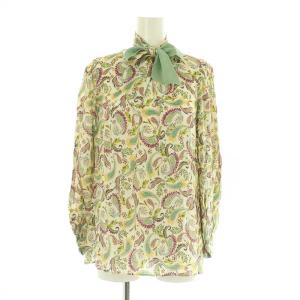 ペイズリー ギャザーボウタイブラウス 長袖 プルオーバー ボリュームスリーブ 38 オフホワイト /MY