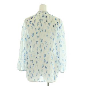ANAYI 総柄 シアー ブラウス 長袖 プルオーバー リボン 38 ブルー /MY OS