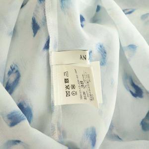 ANAYI 総柄 シアー ブラウス 長袖 プルオーバー リボン 38 ブルー /MY OS