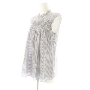 ANAYI ストライプ ノースリーブ ブラウス 38 ネイビー ホワイト /DF OS