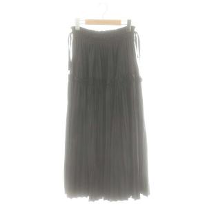 SOLOTEX サテン プリーツスカート ロング 36 ブラック /ES OS