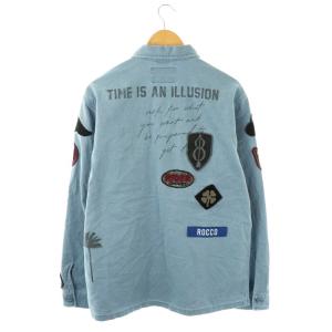 REPLAY ワッペン付き ミリタリー ジャケット シャツジャケット XL ブルー /DF OS AD