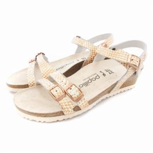 パピリオ papillio LANA パイソンデザインウエッジサンダル シューズ レザー 37 24.0cm