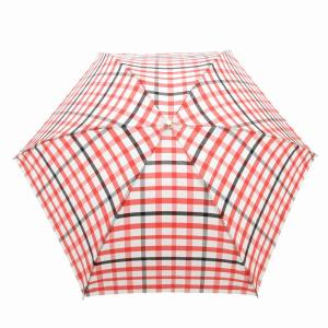タグ付き 折り畳み傘 アンブレラ チェック柄 赤 レッド 白 ホワイト /FF  SH