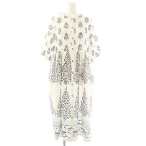 コットン刺繍ワンピース ロング 五分袖 ホワイト ブラック スモークグリーン /ES OS SH