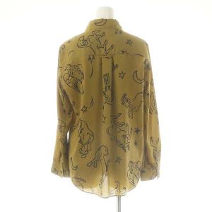 JOURNAL STANDARD 総柄プリントシャツ ブラウス 長袖 前開き オリーブ色 黒 /NR OS SH