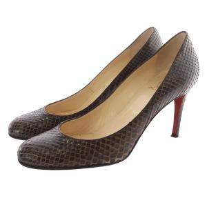 MISS GENA パイソン パンプス ピンヒール 37.5 茶色 ブラウン /SR34 SH