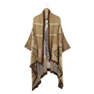 HAND KNIT ネイティブ柄 シルクリネンカーディガン XS/S ベージュ