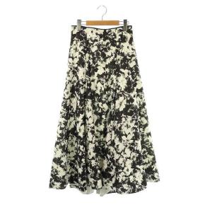 24AW モノトーンフラワースカート フレアスカート 2 ブラック ホワイト /ES OS