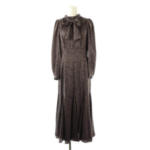 マチフレアランダムペイントワンピース ロング 38 グレイッシュパープル ブラック /ES OS